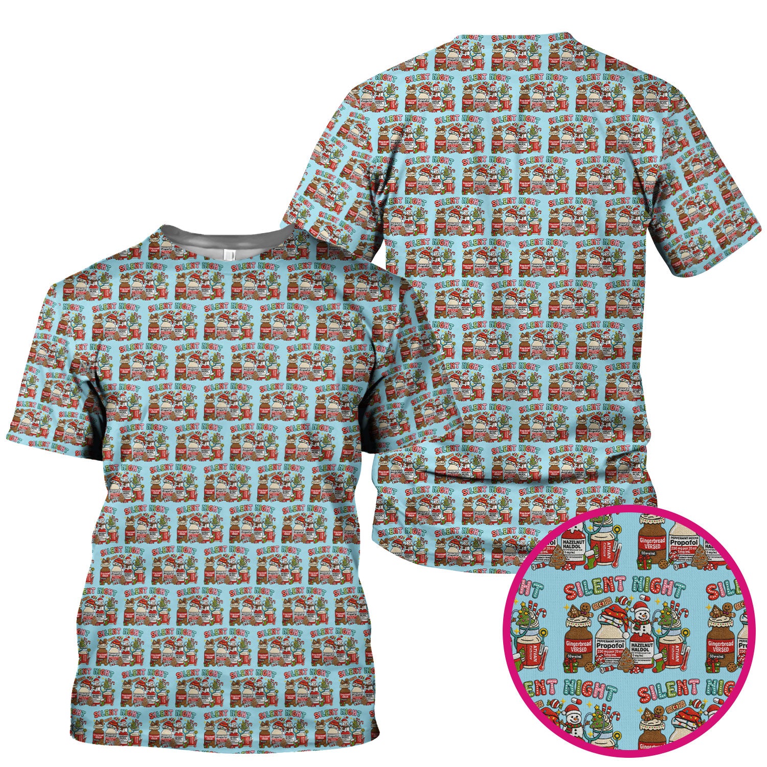 Silent Night Nurse Scrub Top, Funny Christmas Medical Scrub Shirt, Holiday Nursing Uniform