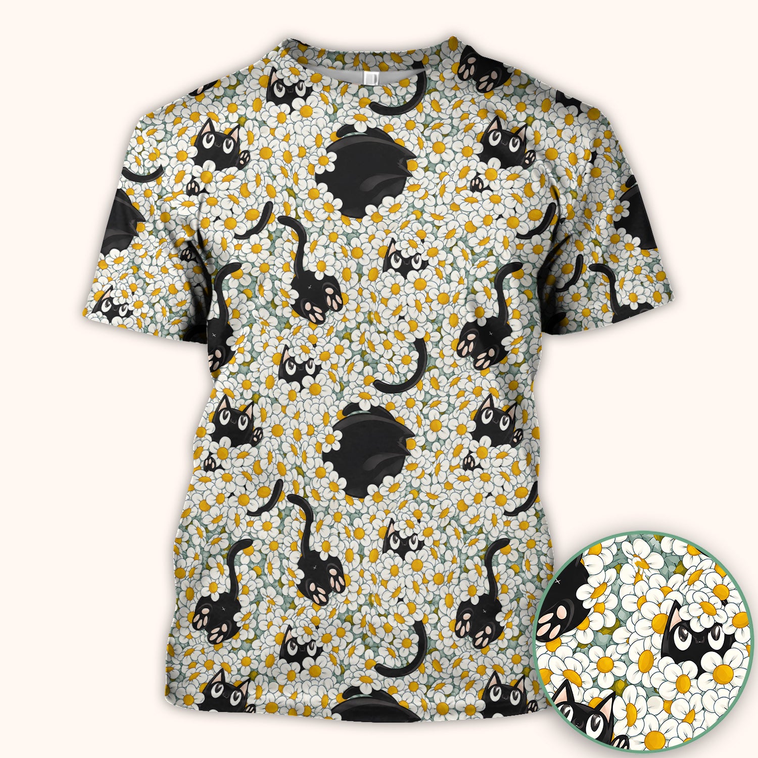 Daisy Black Cat Nurse Scrub Top for RN, CNA, Veterinary Staff, Cat Lover Uniform