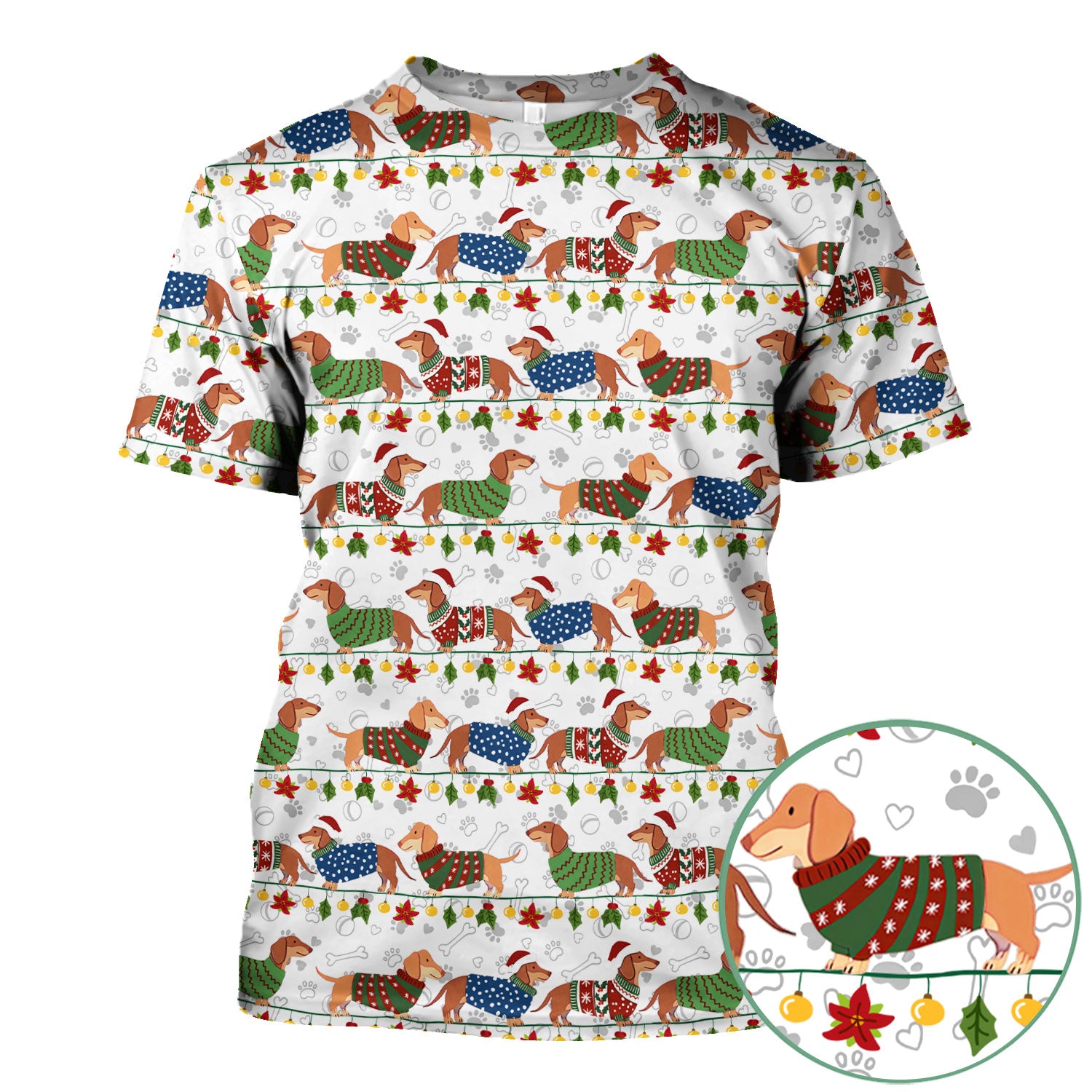 Holiday Wiener Dog Nurse Scrub Top - Festive Sausage Dog Christmas Medical Shirt for RN CNA LPN Women