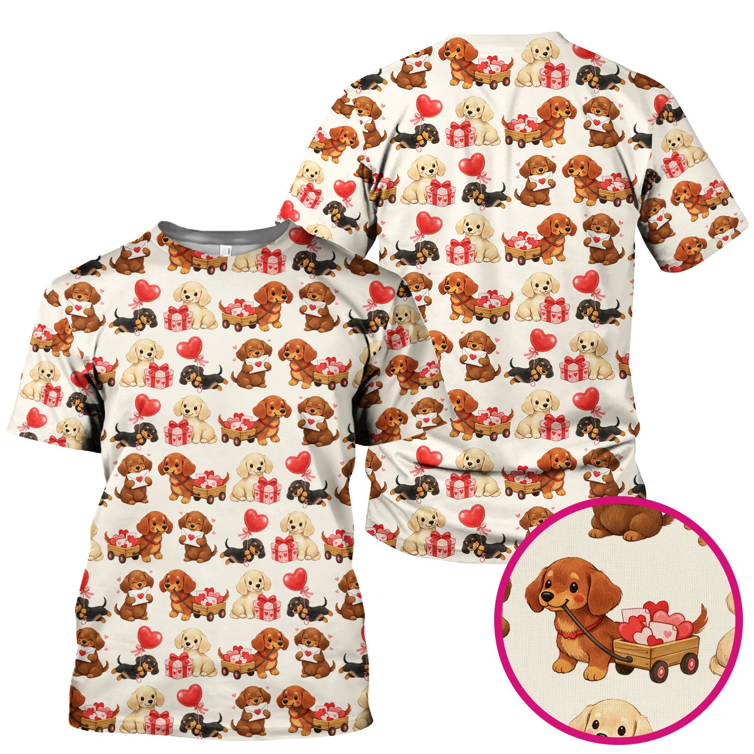 Cute Dachshund Nurse Scrub Top For Nurses, Wiener Dog Pattern Nurse Shirt, Breathable Fabrics Nursing Uniform