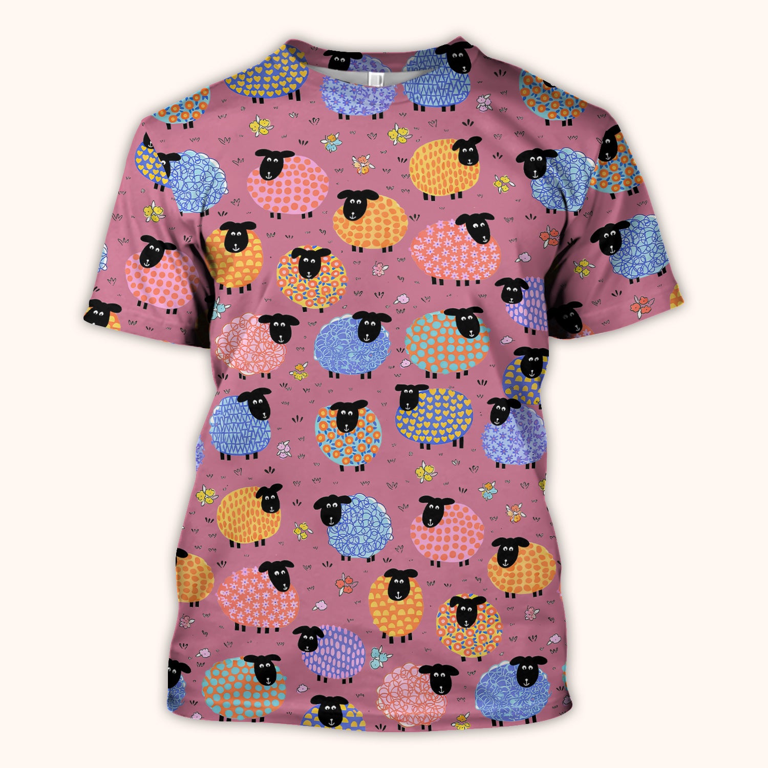 Funny Colorful Sheep Pattern Scrub Top, Comfortable Scrubs for Nurses