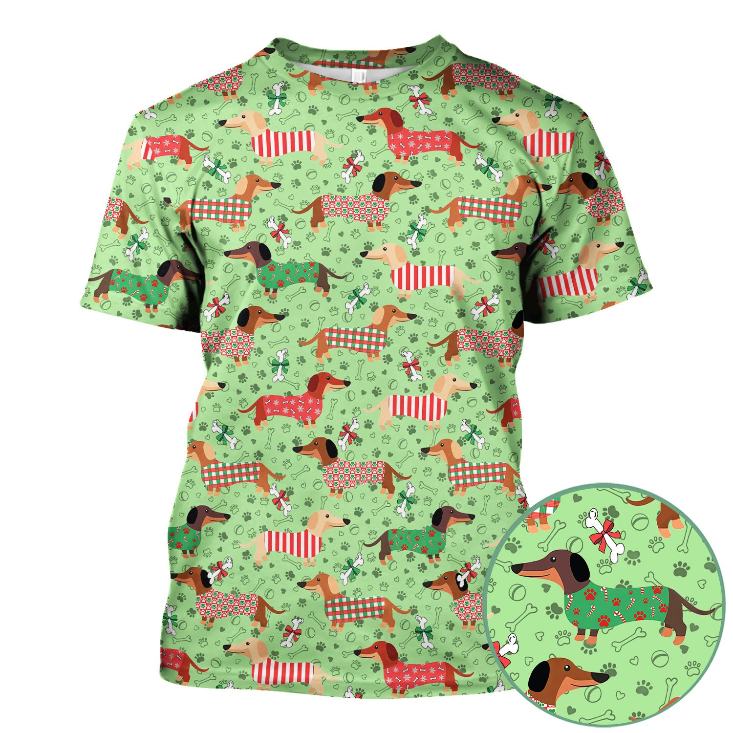 Christmas Dachshund Scrub Top for Nurses - Funny Wiener Dog Medical Shirt Multi Color - Cute Puppy Lover Gift for RN LPN CNA