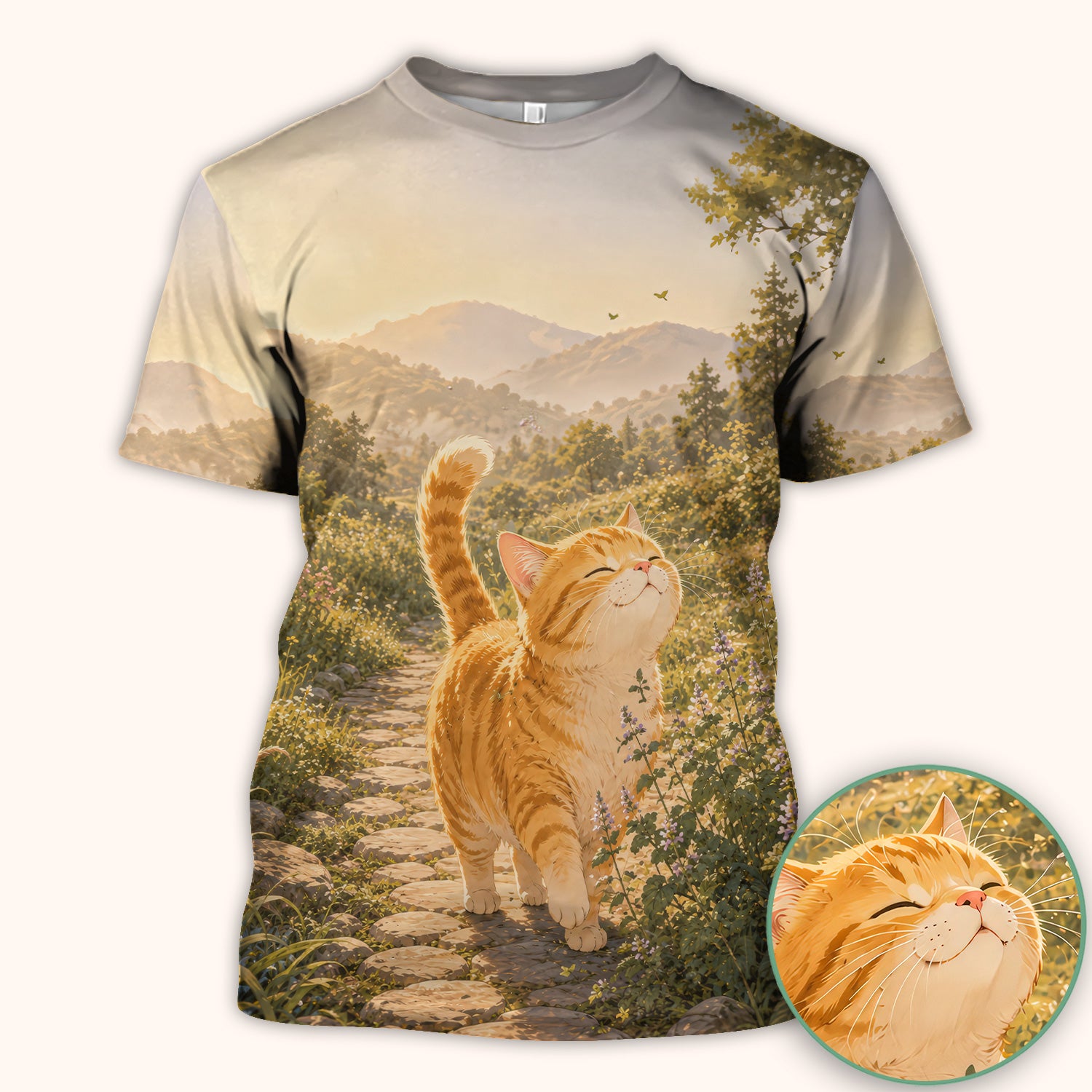 Sunny Mountain Cat Nurse, Nature Lover Medical Scrub Top, Comfortable Scrubs for Nurses