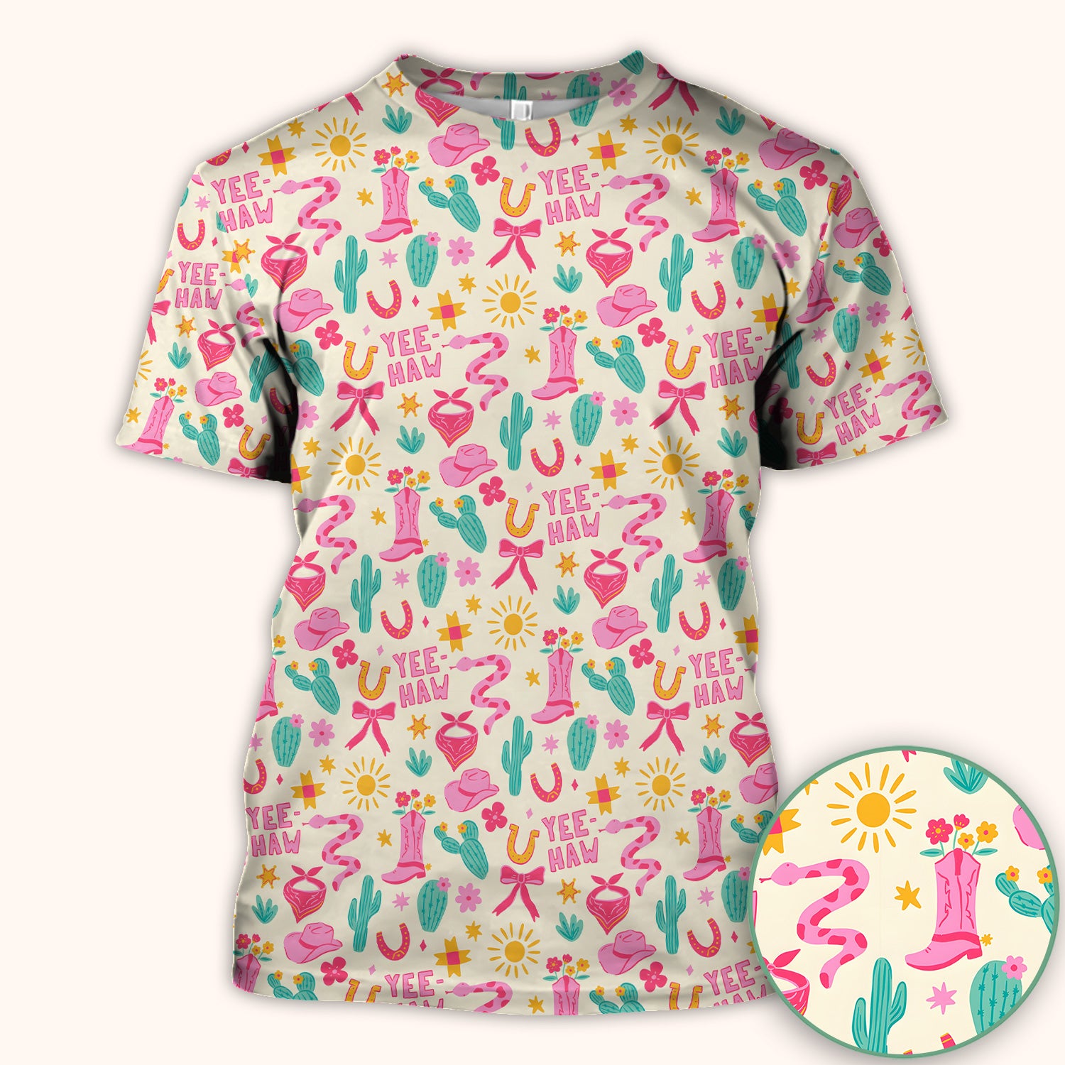 Pink Western Cowgirl Nurse Scrub Top for RN, CNA, Pediatric Nurses, Rodeo Uniform
