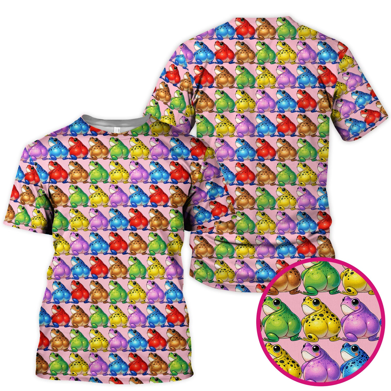 Funny Colorful Frogs Pattern Scrubs Top, Comfortable Scrubs for Nurses