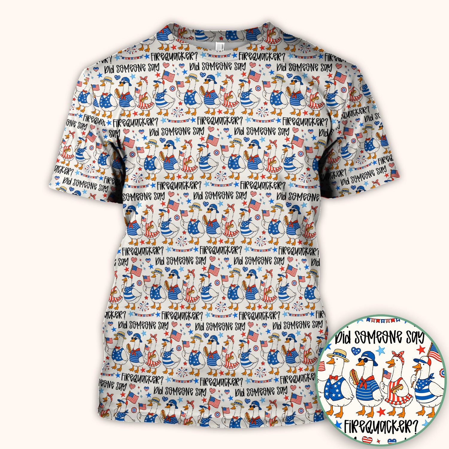Funny Patriotic Goose Pattern Scrub Top, Comfortable Scrubs for Nurses
