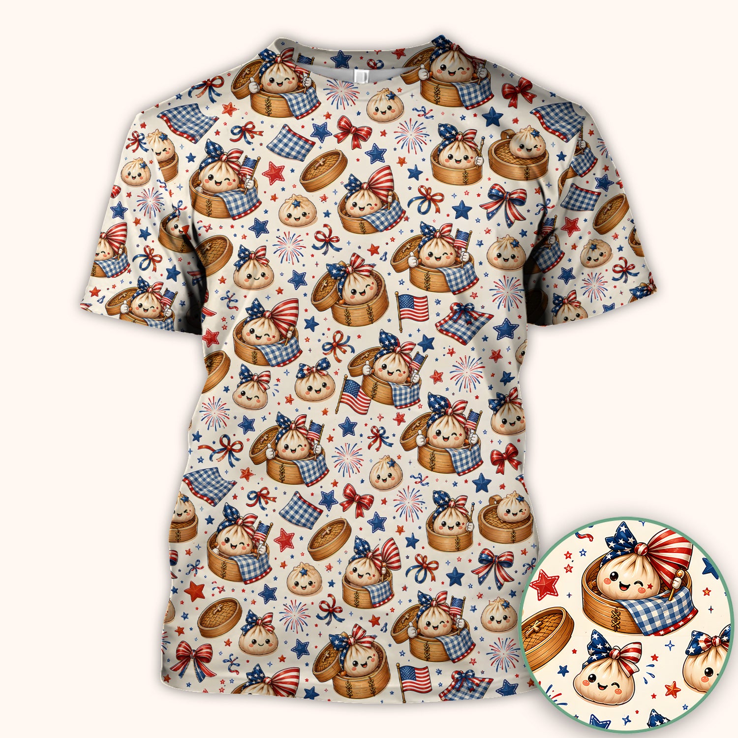 Patriotic Dumpling Nurse Scrub Top for RN, CNA, Pediatric Nurses, Fourth Of July Uniform