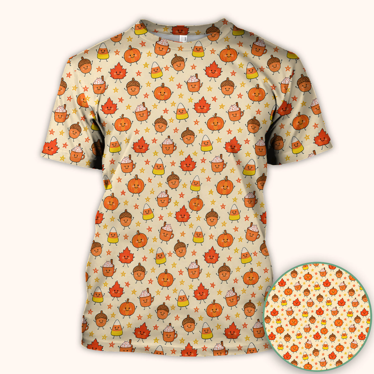 Cute Fall Pumpkin Spice Doodles Scrub Top, Comfortable Scrubs for Nurses