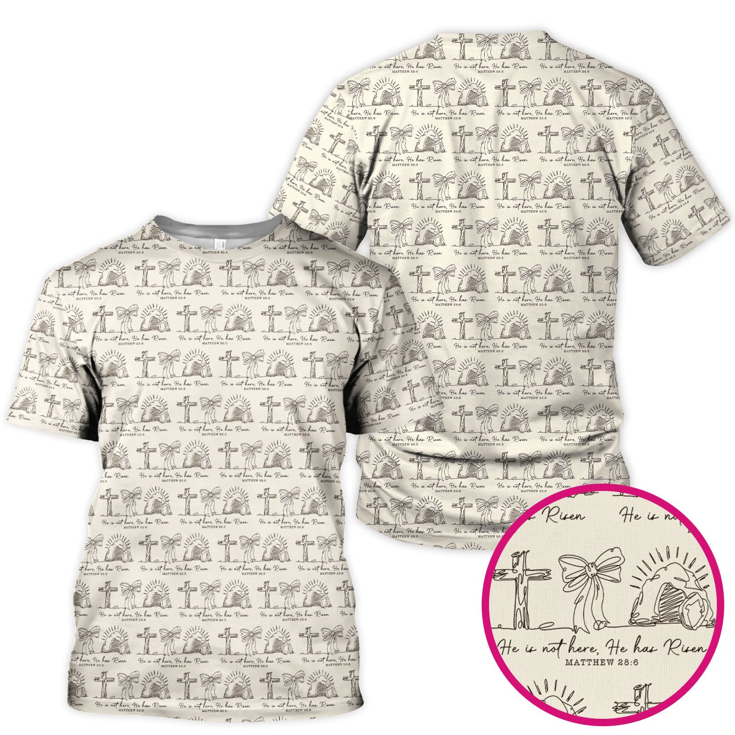 Christian Cross He Is Risen Pattern Scrubs Top, Comfortable Scrubs for Nurses