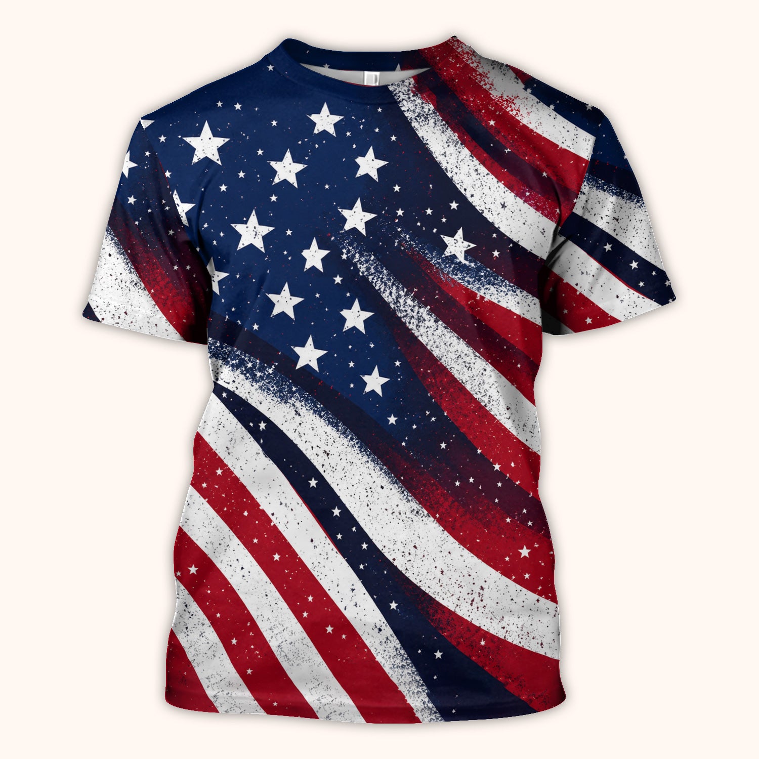 Festive American Flag Stars Pattern Scrub Top, Comfortable Scrubs for Nurses
