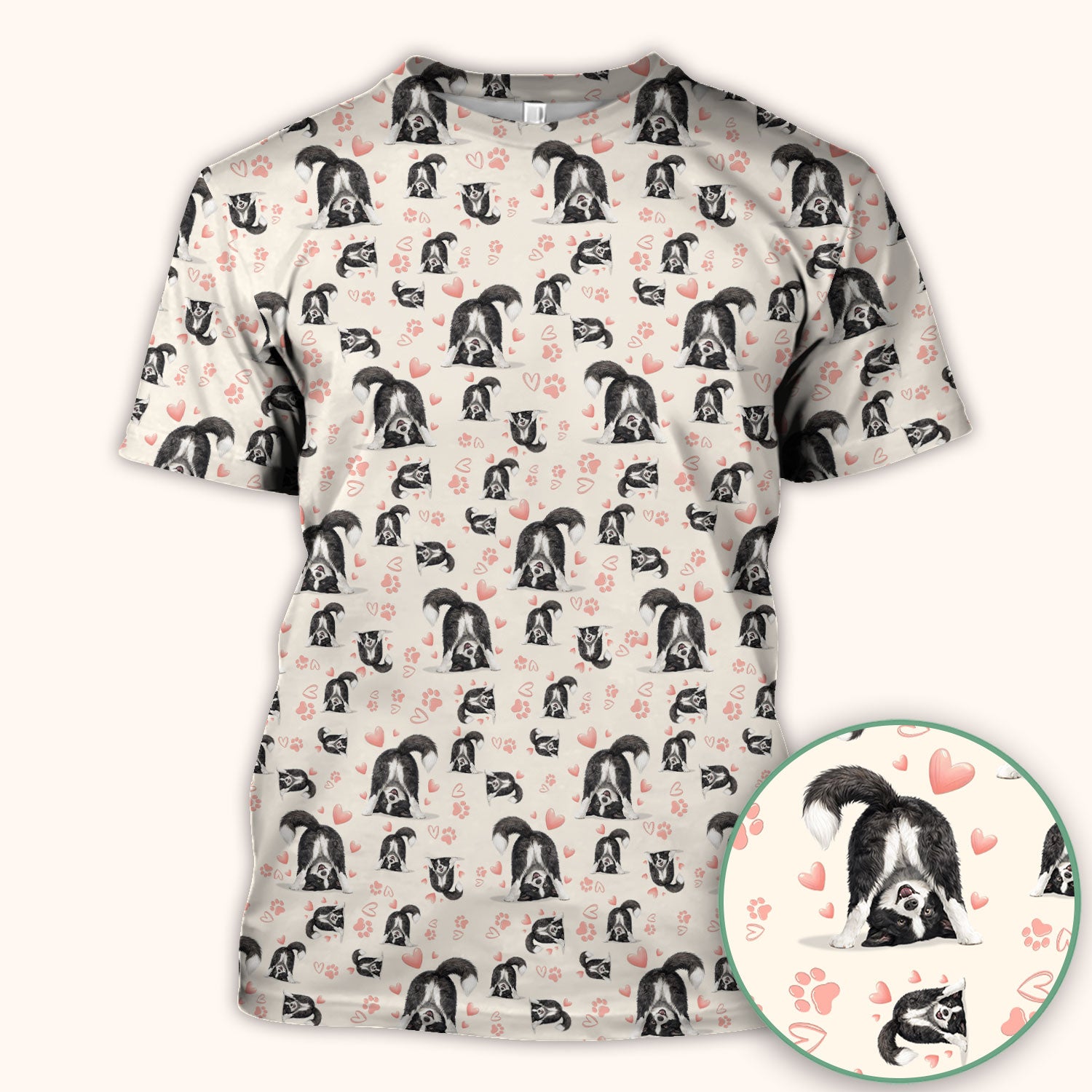 Cute Puppy Heart Medical Pattern Scrub Top, Comfortable Scrubs for Nurses