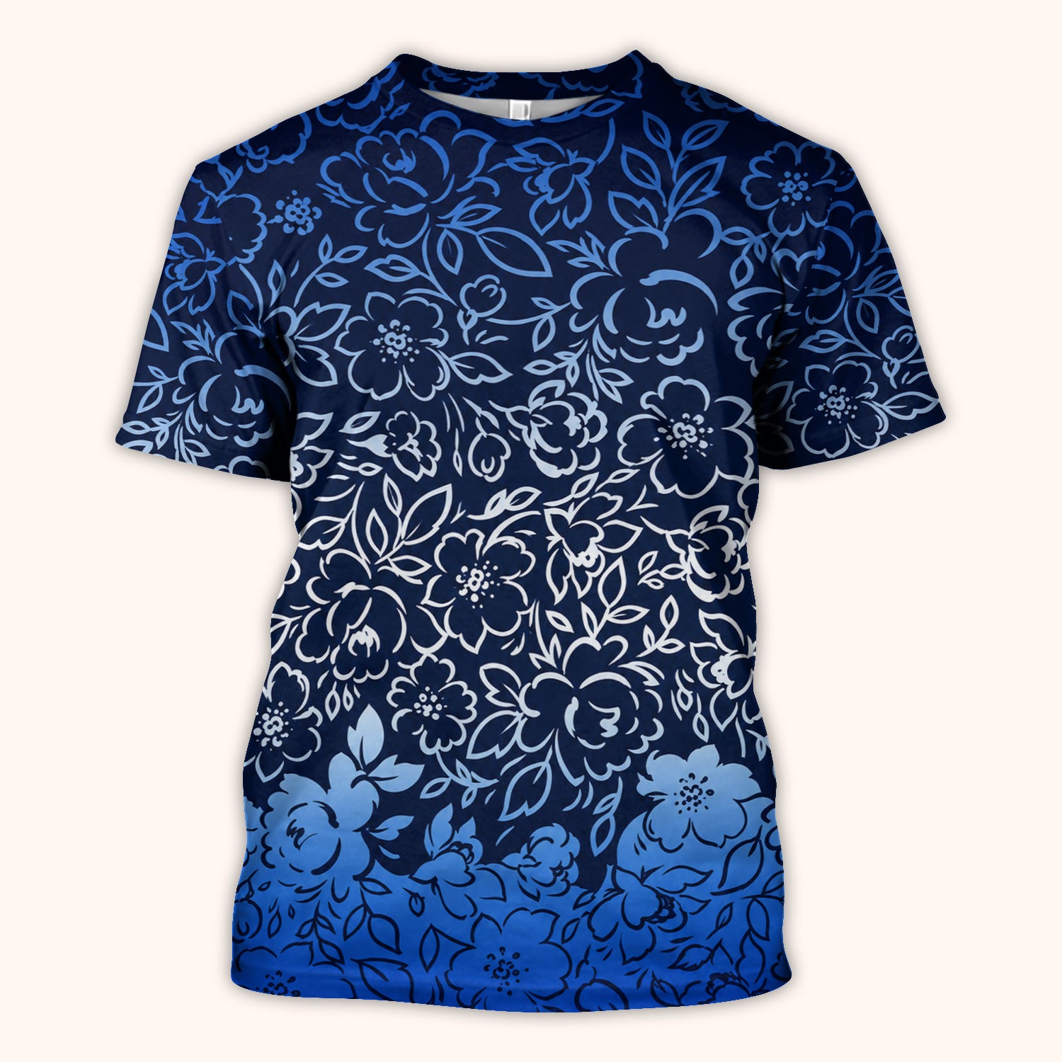 Navy Botanical Flower Print Scrub Top, Comfortable Scrubs for Nurses