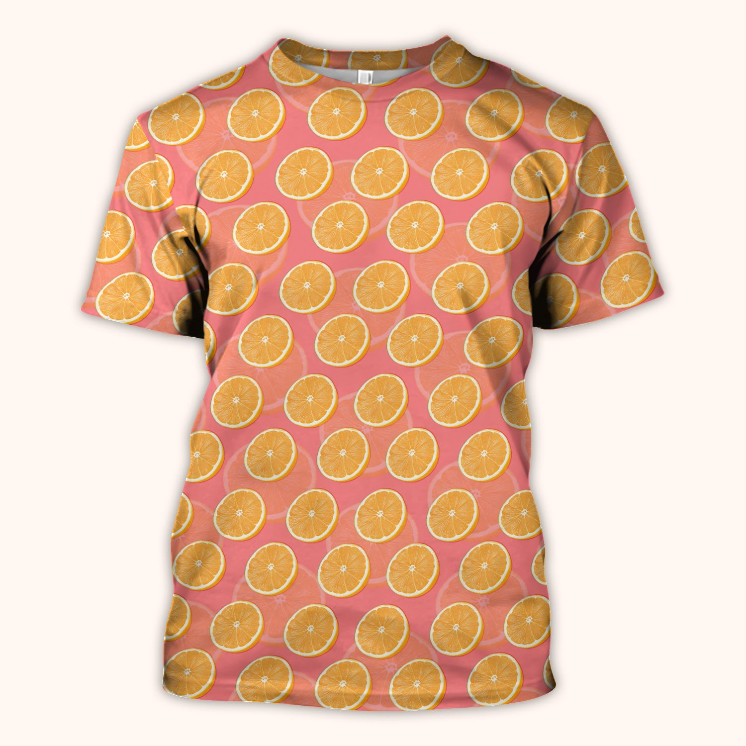 Fresh Orange Slice Pattern Scrub Top, Comfortable Scrubs For Nurses