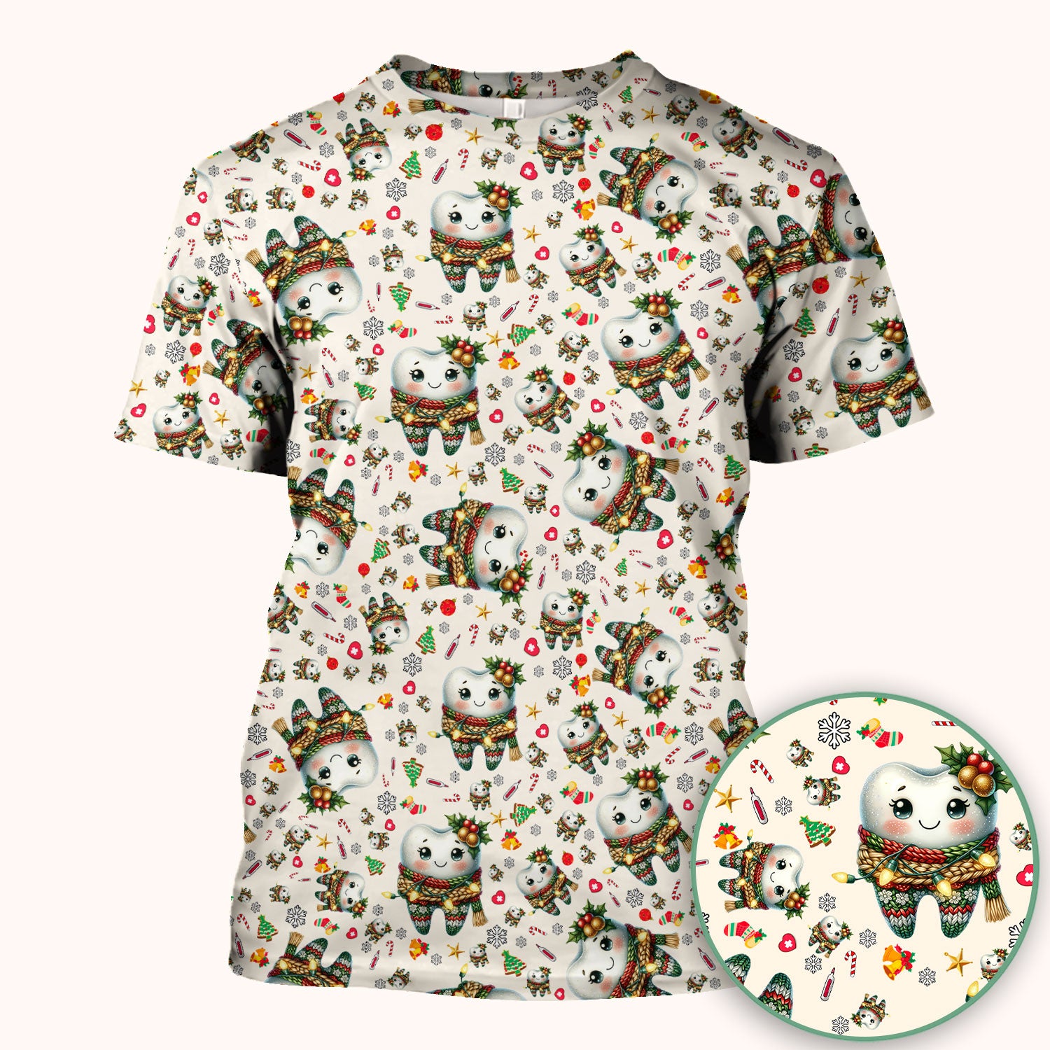 Christmas Tooth Scrub Top, Funny Dental Holiday Nurse Shirt For Women, Breathable Fabrics Nursing Uniform , Dentist Gift Idea