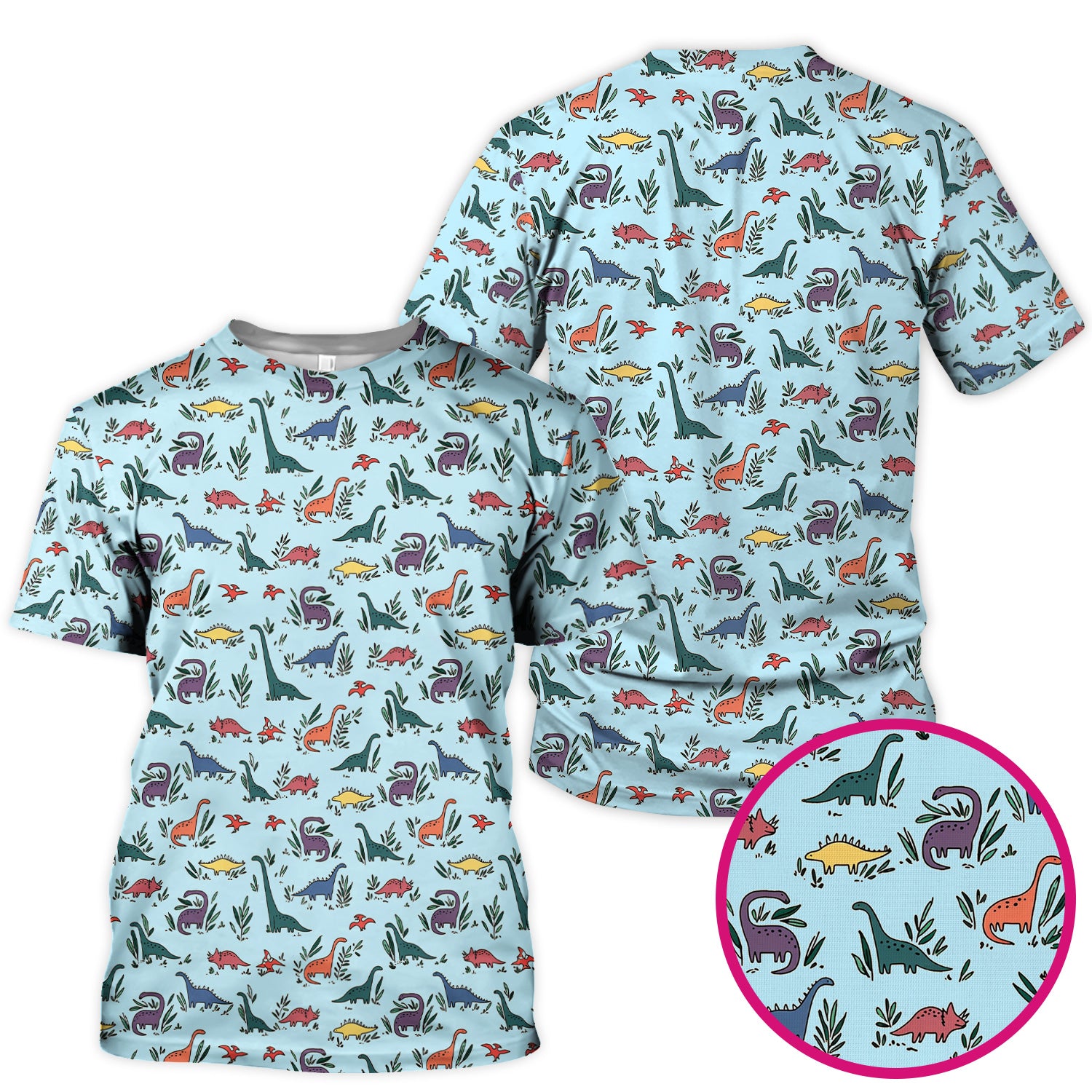 Cute Dinosaur Leafy Garden Pattern Scrub Top, Comfortable Scrubs for Nurses