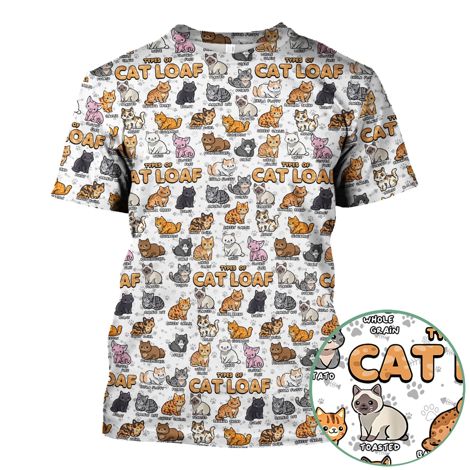 Cute Cat Scrub Top for Women - Funny Cat Loaf Print Nurse Shirt - Cat Lover Medical Uniform RN LPN CNA Gift