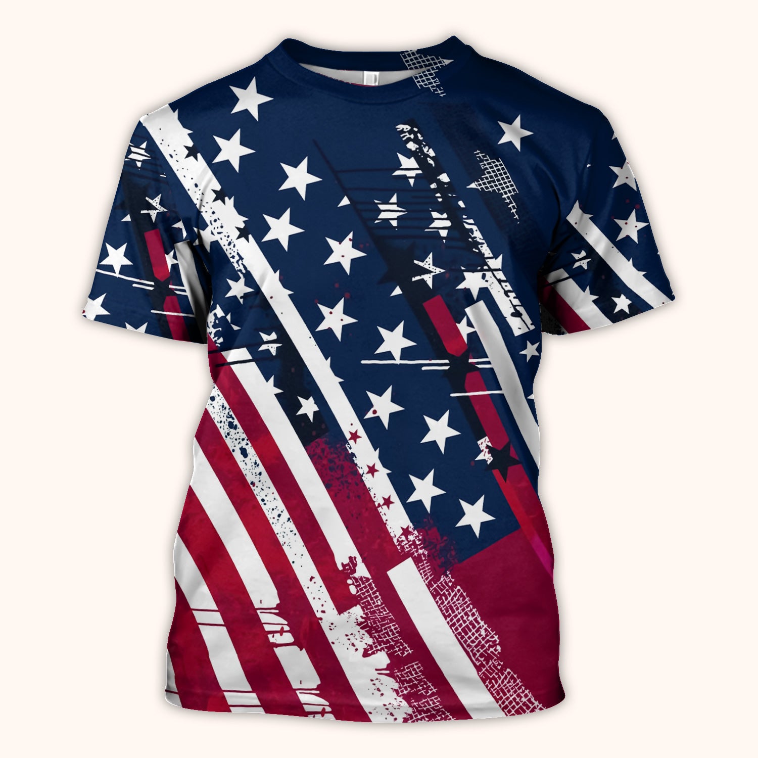 Patriotic USA Flag Stars And Stripes Grunge Pattern Scrub Top, Breathable Fabrics Nursing Uniform