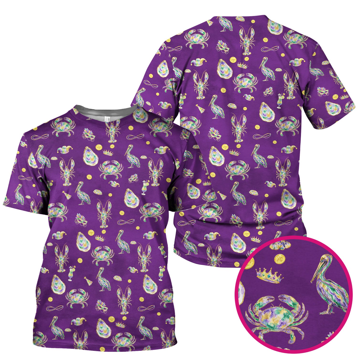 Mardi Gras Seafood Nurse Scrub Top, Comfortable Uniform Scrubs For Nursing