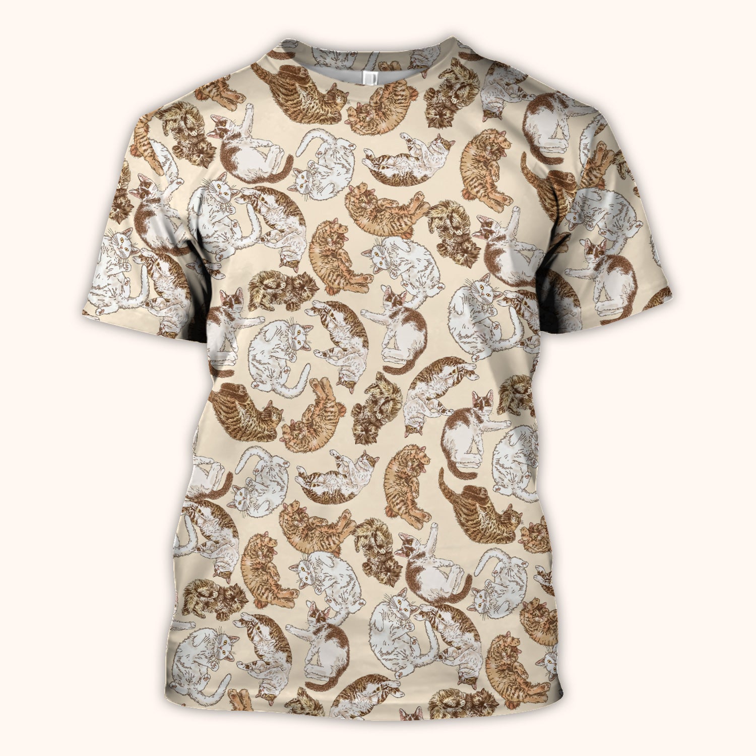 Cute Lazy Cat Nap Pattern Scrub Top, Comfortable Scrubs for Nurses
