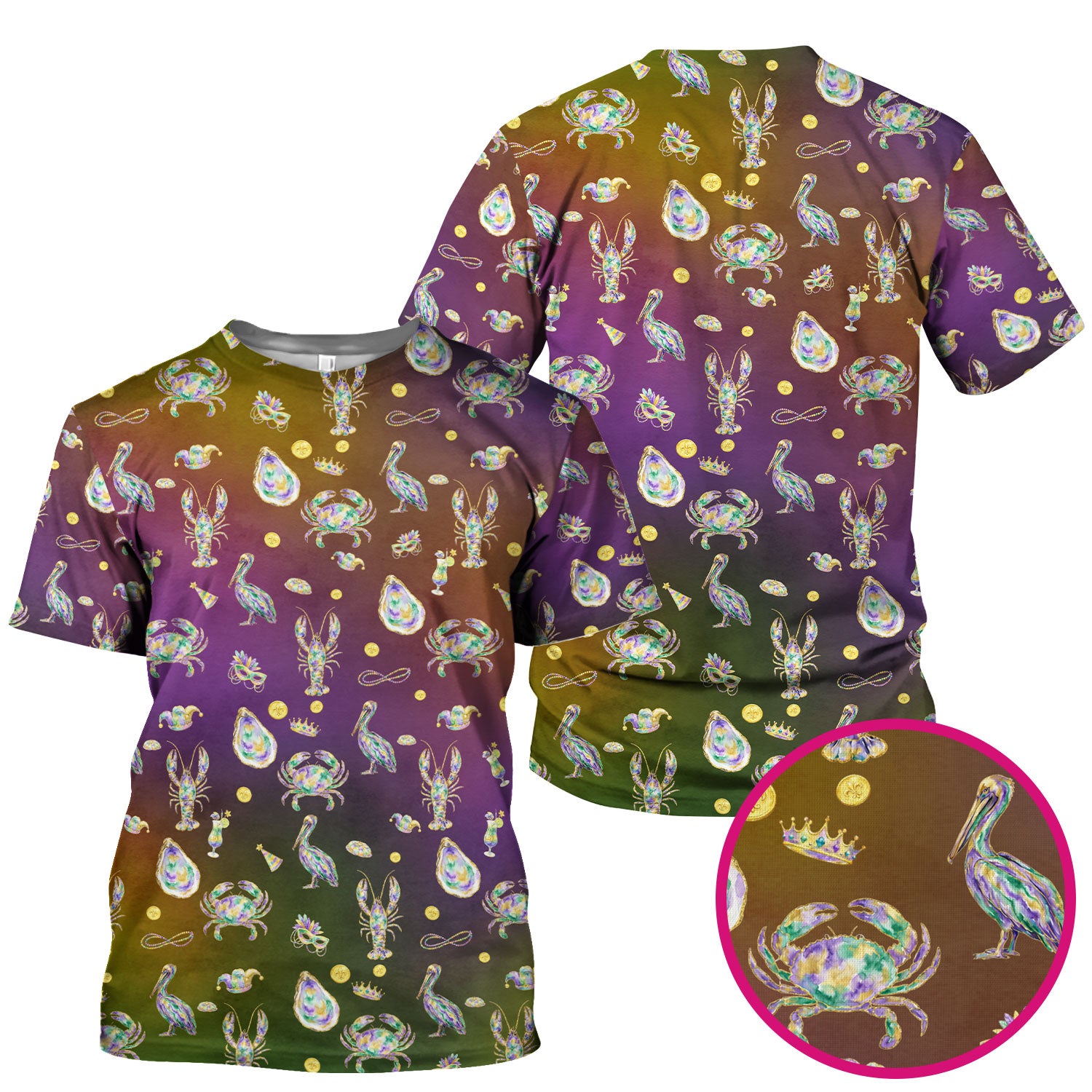 Mardi Gras Seafood Nurse Scrub Top, Comfortable Uniform Scrubs For Nursing