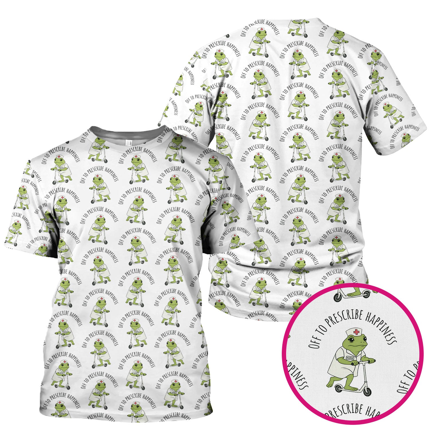 Cute Frog Nurse Off To Prescribe Happiness Scrub Top, Comfortable Scrubs for Nurses