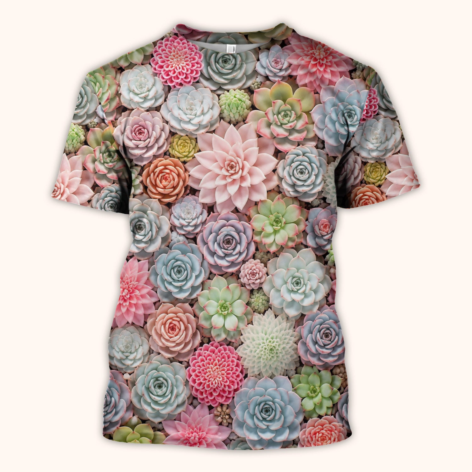 Cute Pastel Succulent Blossom Pattern Scrub Top, Comfortable Scrubs for Nurses