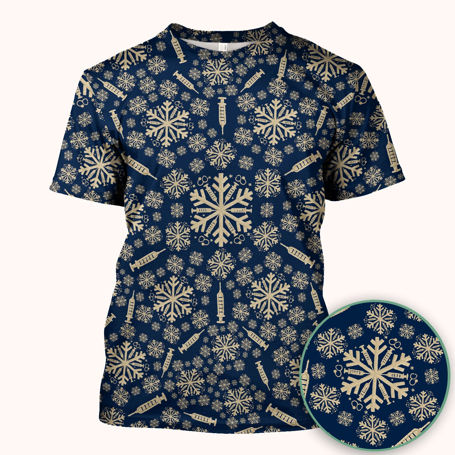 Snowflake Syringe Scrubs for Women - Festive Medical Top - Funny Christmas Scrub Shirt for Nurse - Holiday Gift