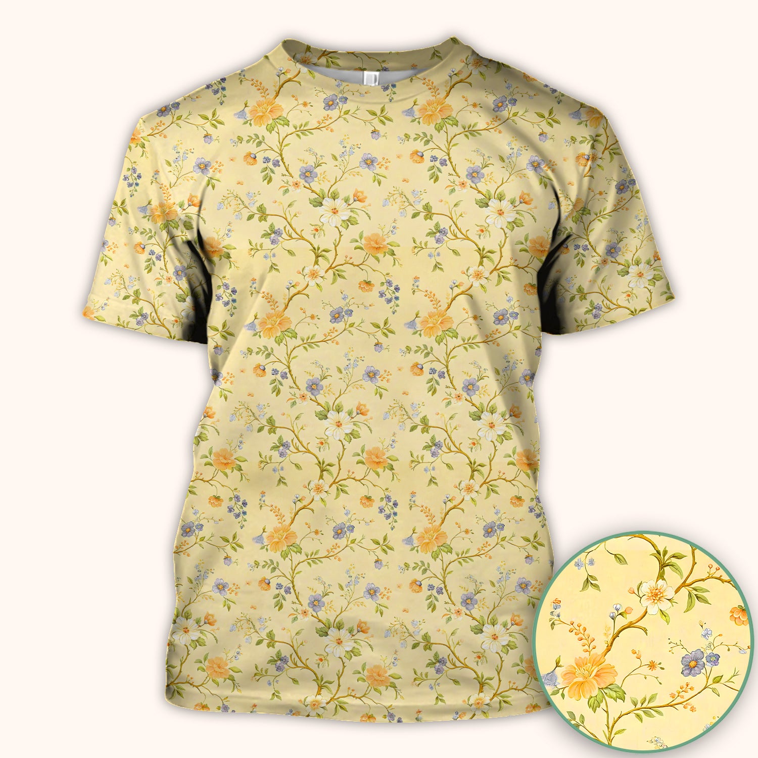 Sunny Wildflower Garden Floral Scrub Top, Comfortable Scrubs for Nurses