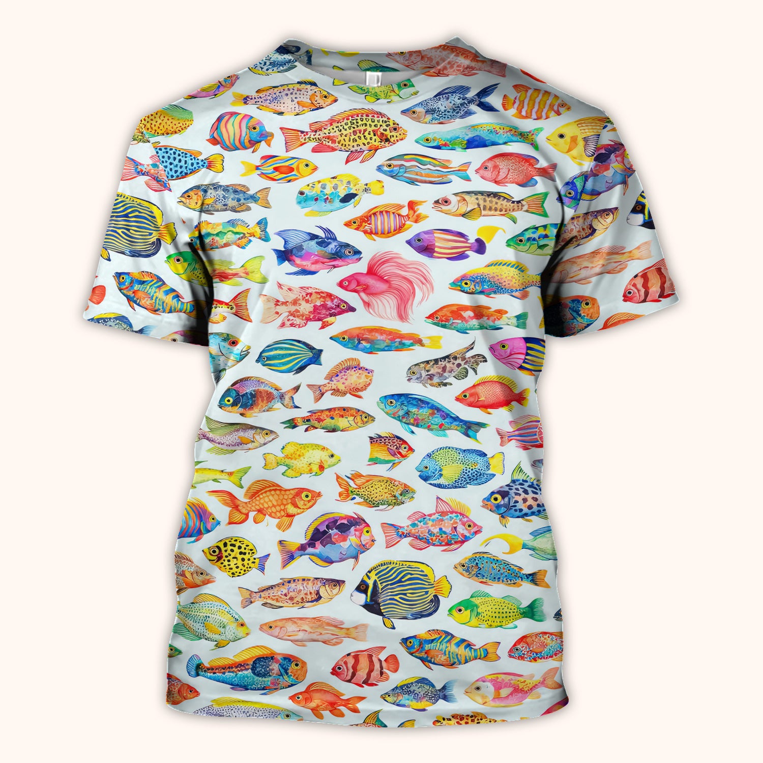 Colorful Tropical Fish Pattern Scrub Top, Breathable Medical Scrubs