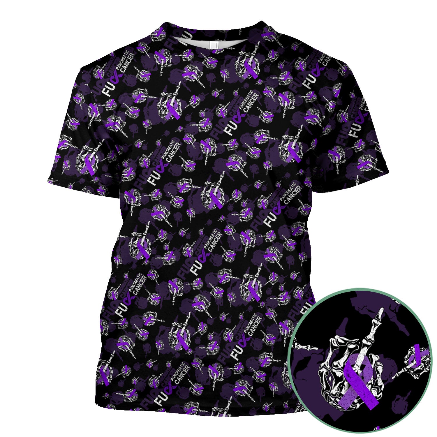 Fuck Pancreatic Cancer Scrub Top - Purple Ribbon Awareness Nurse Shirt - Bold Medical Uniform Gift for Cancer Support Fighters