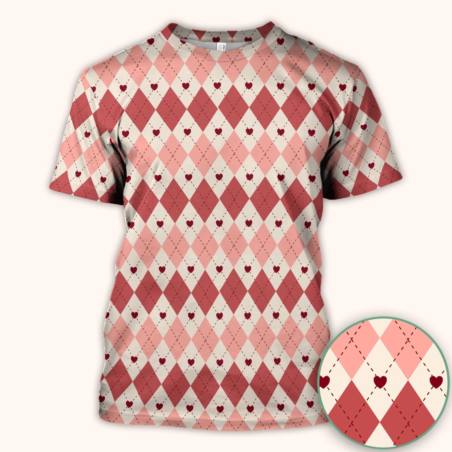 Red Argyle Plaid Pattern Scrubs Top, Comfortable Scrubs for Nurses