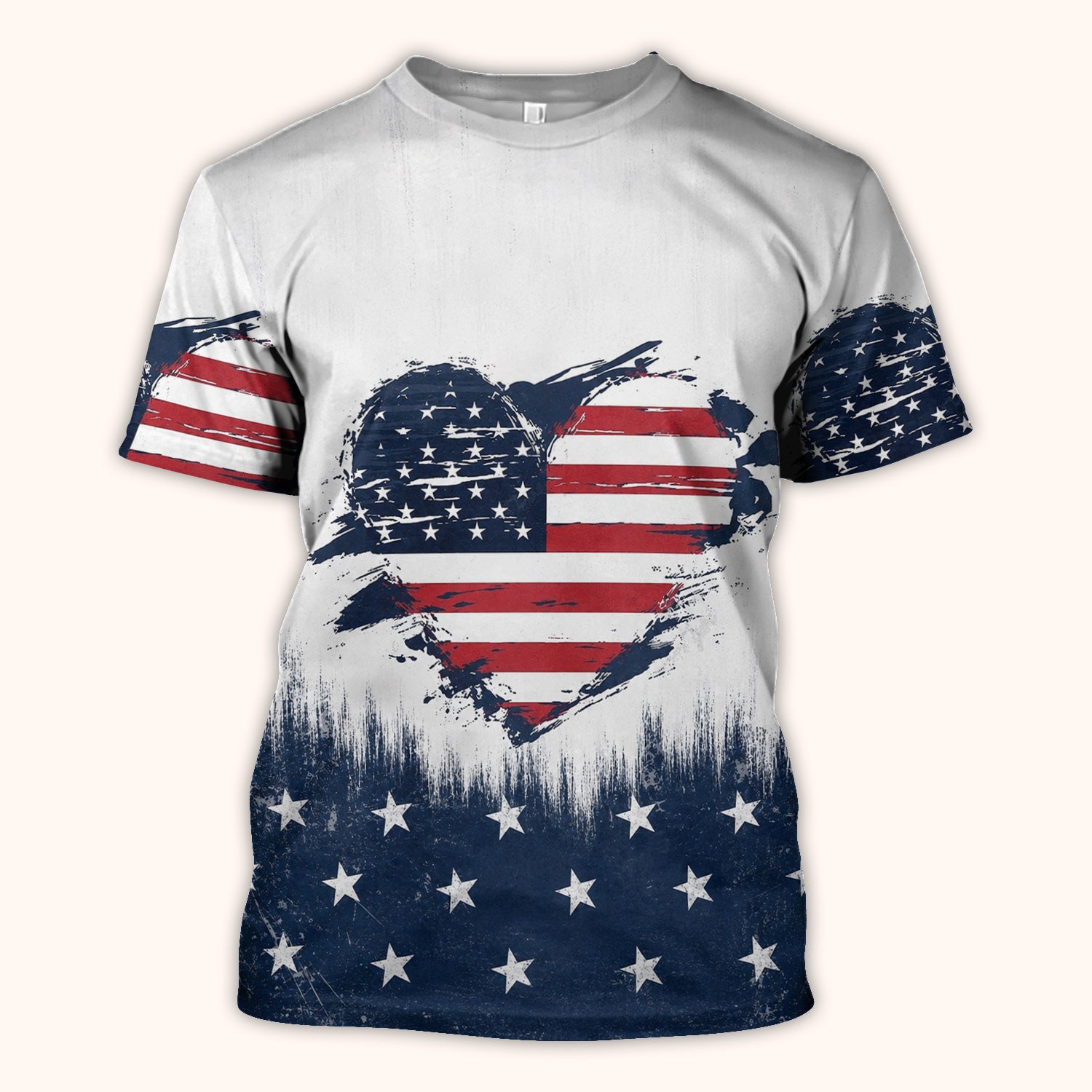 Patriotic Nurse Adorable Scrub Top USA Heart Pattern Scrub Top, Comfortable Scrubs for Nurses