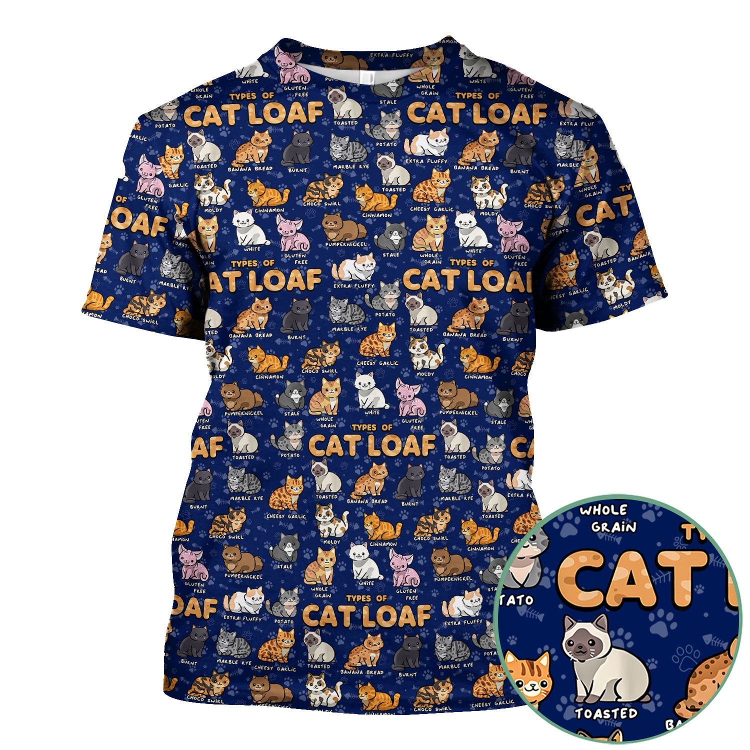 Funny Cat Loaf Nurse Scrub Top - Cute Cat Lover Medical Shirt for Women - Types of Cat Loaf RN LPN CNA Uniform Gift