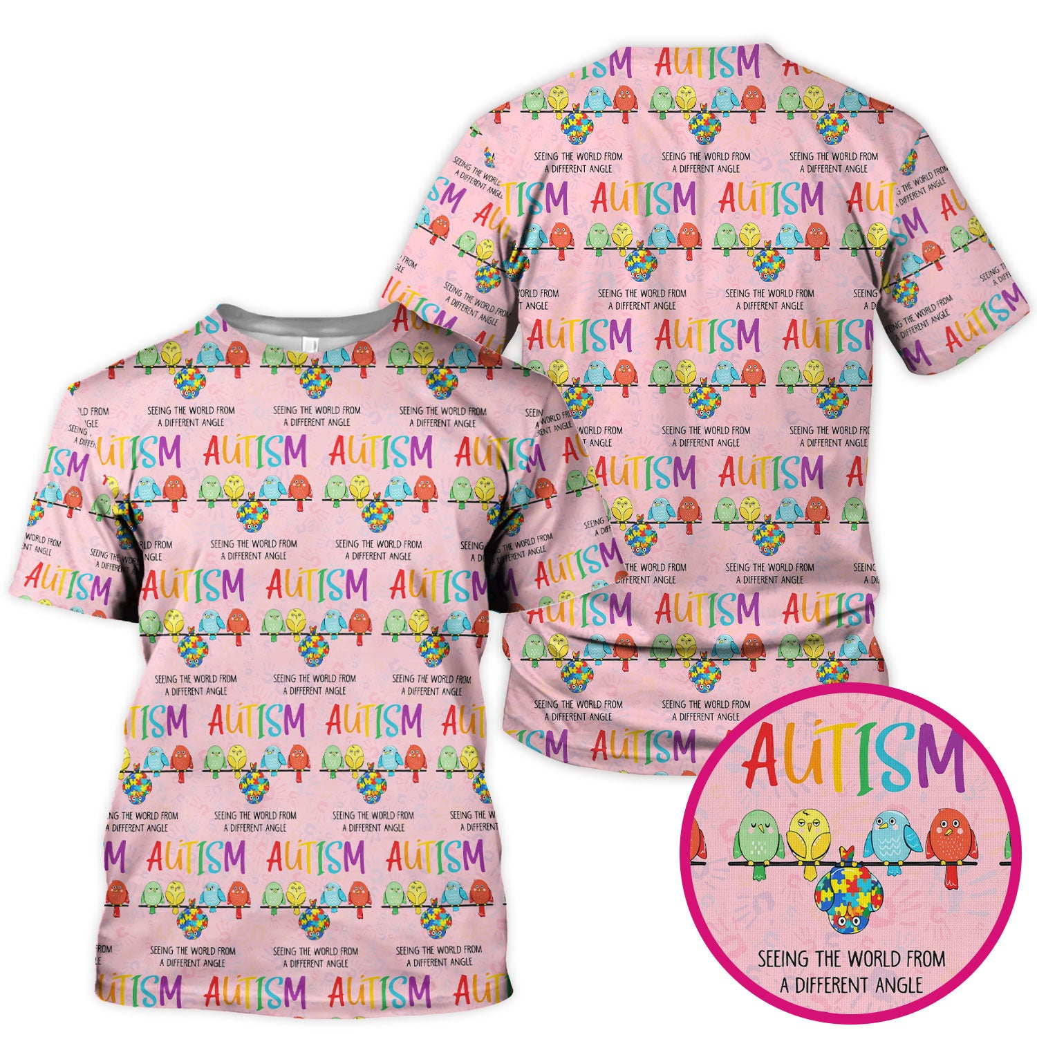 Autism Seeing The World From A Different Angle Birds Scrub Top ,Comfortable Scrubs for Nurses