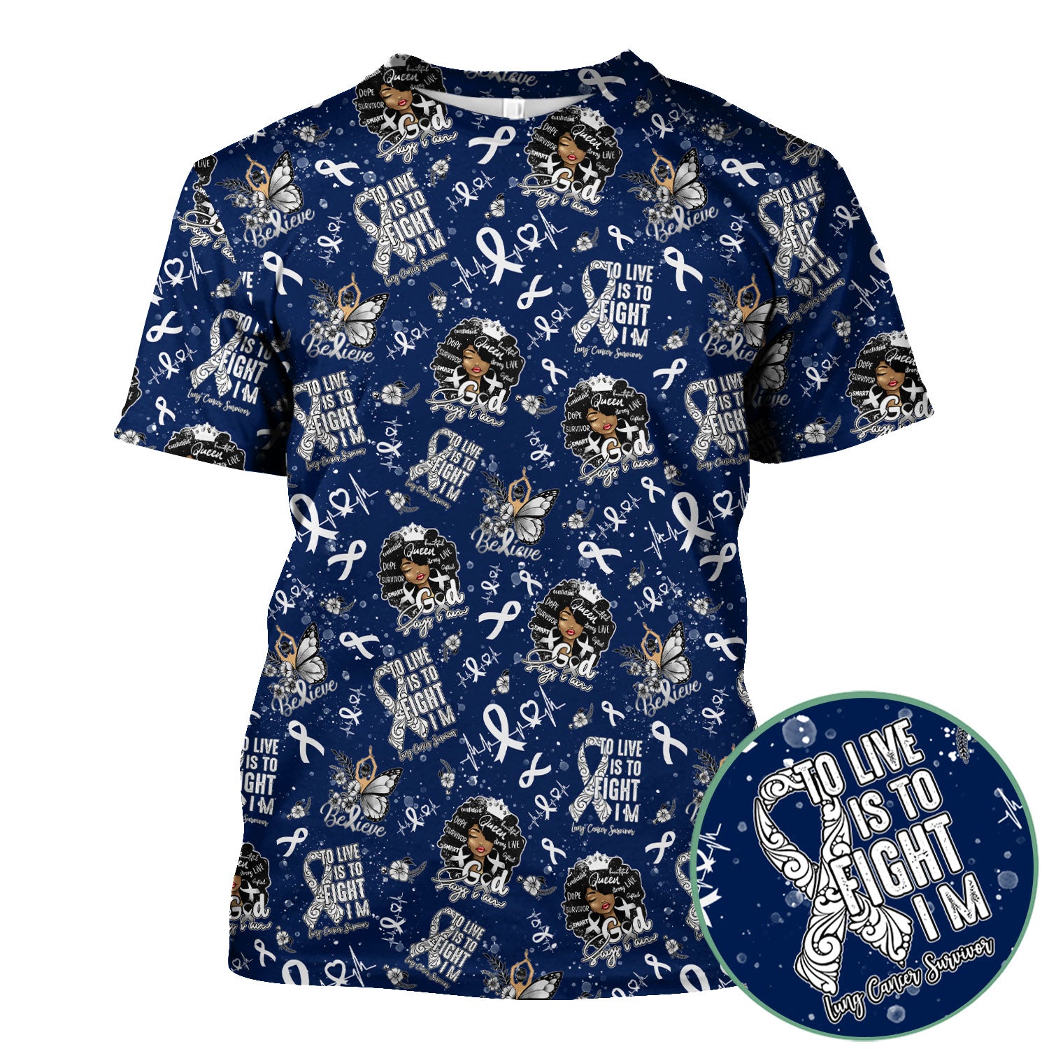 To Live Is To Fight I Am Strong Scrub Top - Cancer Awareness Nurse Shirt for Women - Empowering Gift for Survivors Fighters & Families