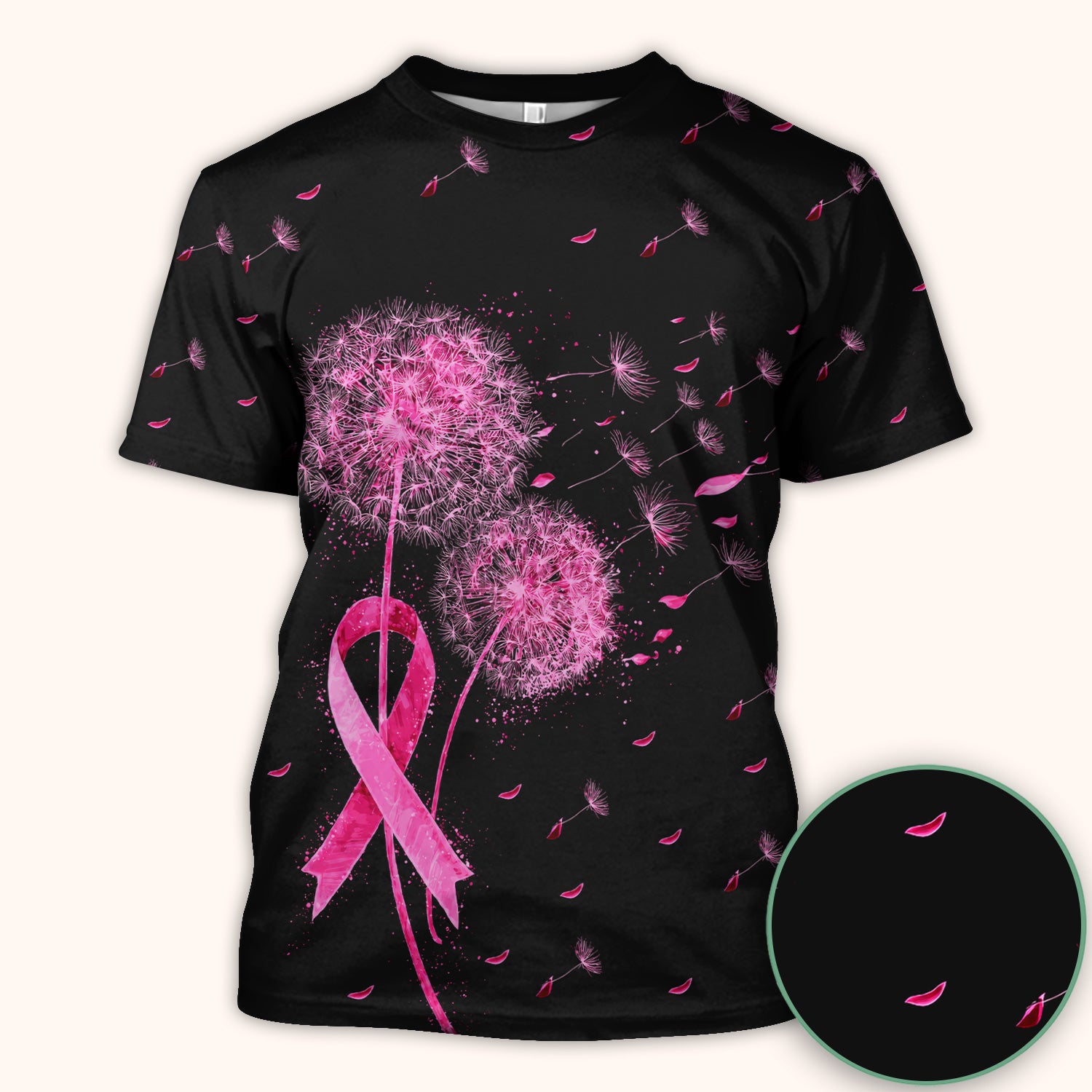 Meaningful Pink Ribbon Dandelion Scrub Top, Comfortable Scrubs for Nurses