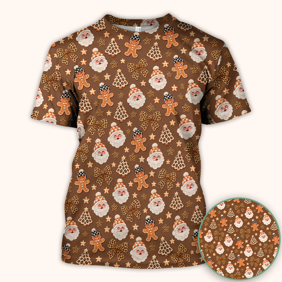 Funny Christmas Cat Baking Biscuits Pattern Scrub Top, Comfortable Scrubs for Nurses