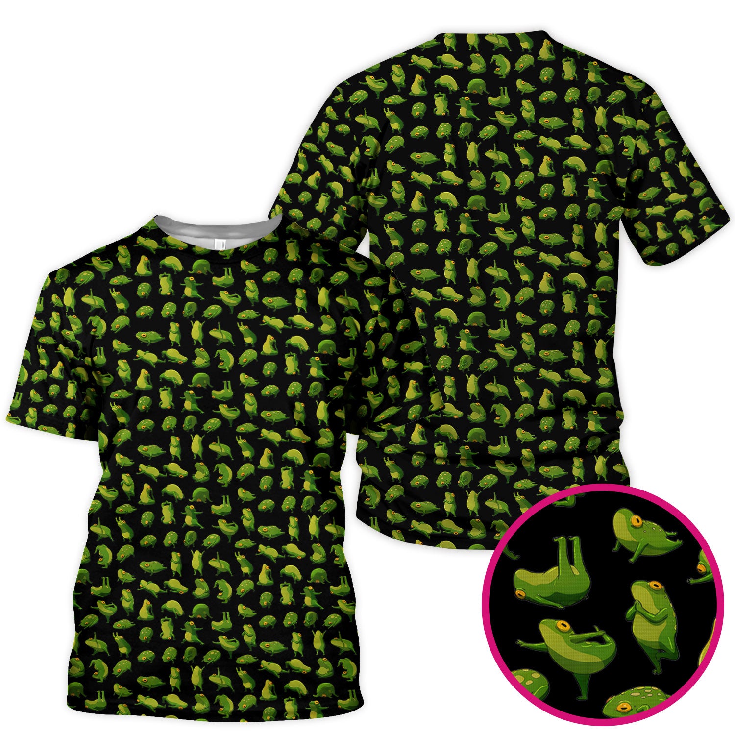 Cute Frog Cartoon Pattern Scrub Top, Comfortable Scrubs for Nurses