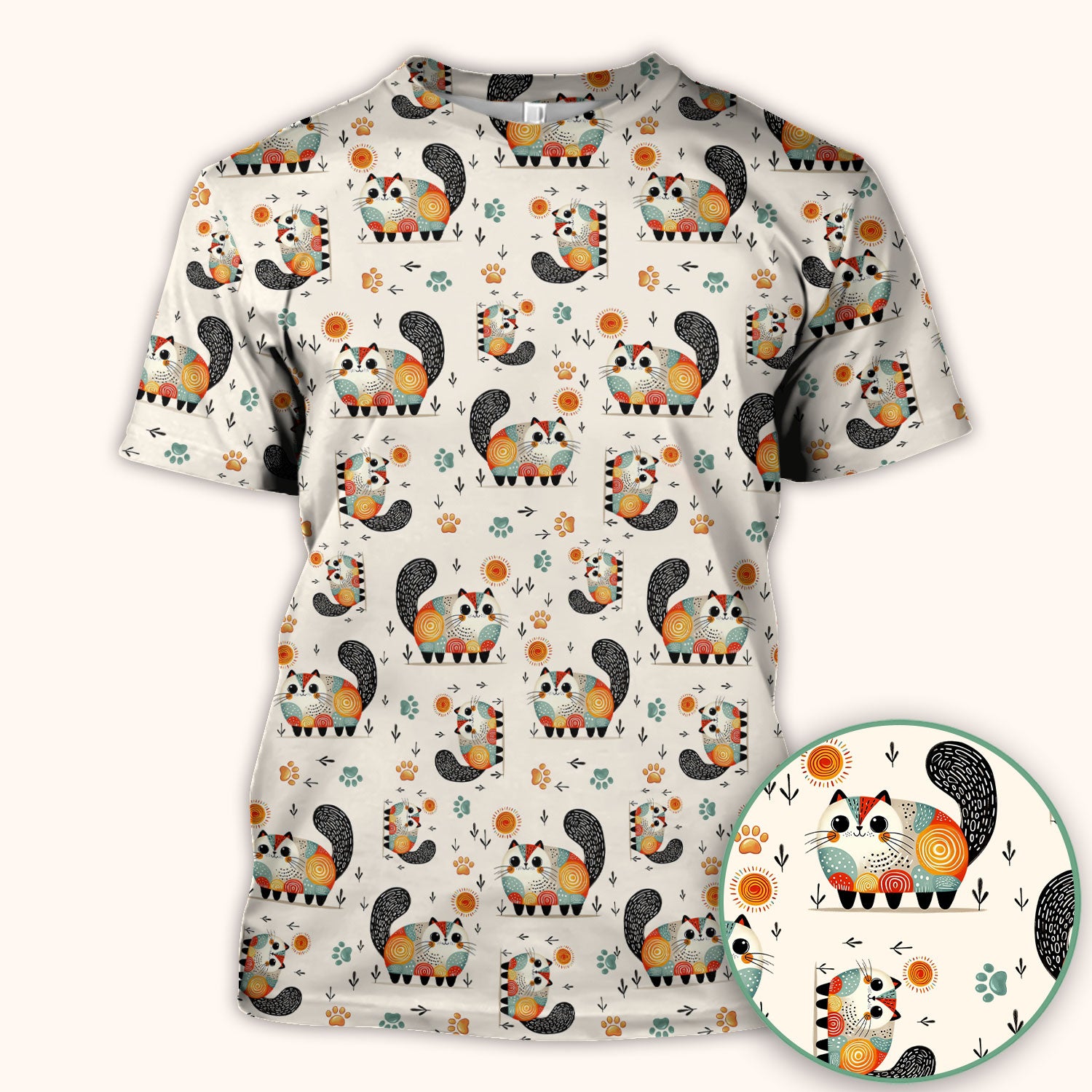 Playful Cat Illustration Nurse Scrub Top, Comfortable Scrubs for Nurses