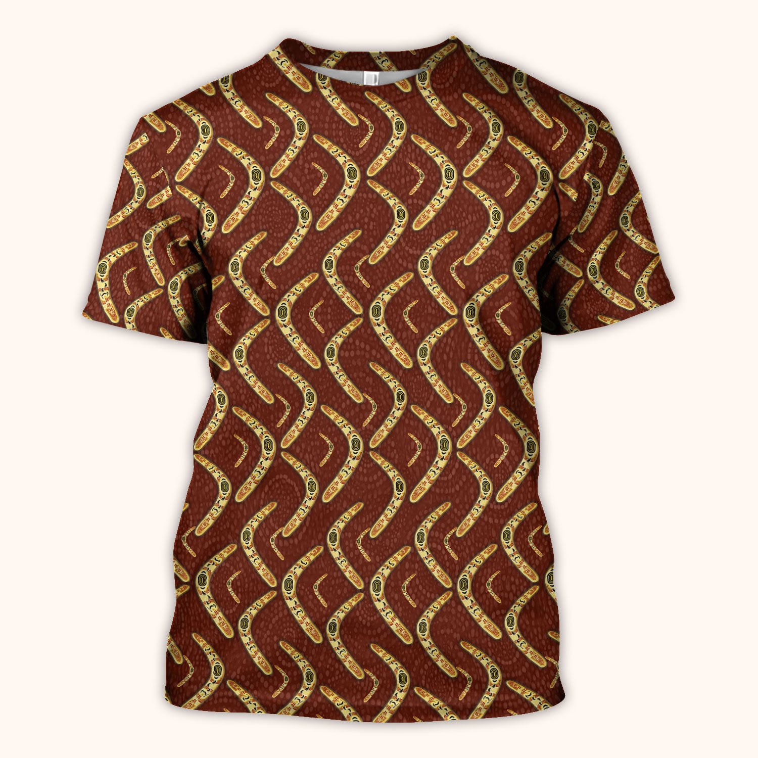 Aboriginal Boomerang Pattern Nurse Scrub Top, Breathable Fabrics Nursing Uniform