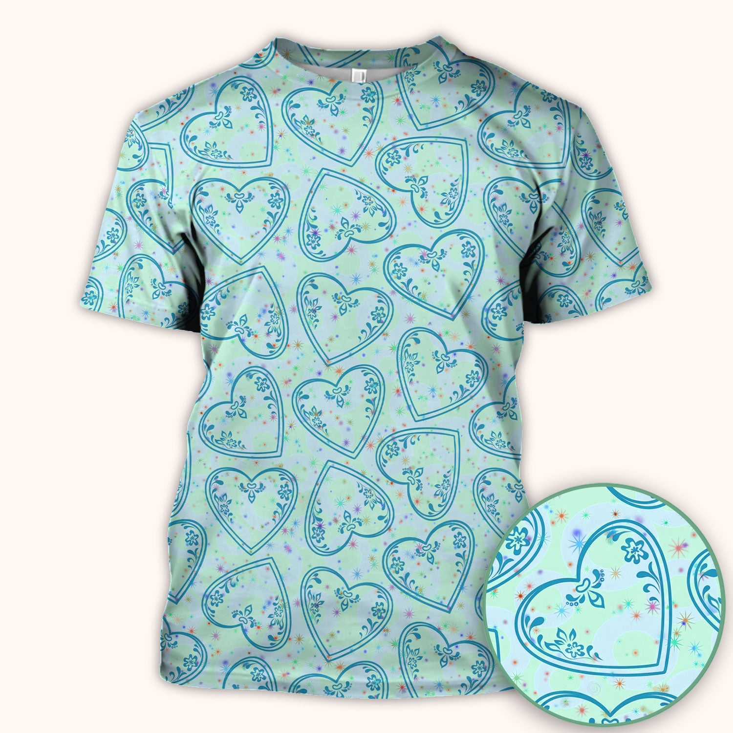 Valentine Heart Scrub Top For Women, Hearts Pattern Nurse Shirt, Comfortable Scrubs For Nursing