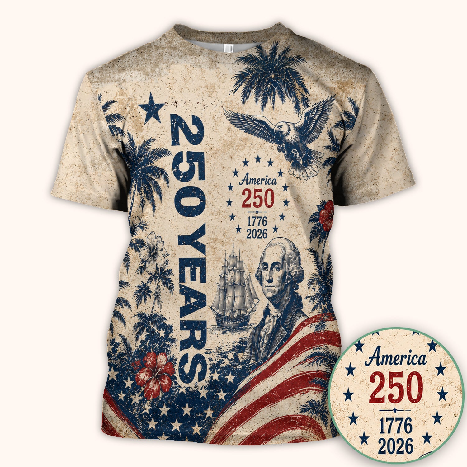 America 250 Freedom Print Scrub Top, Comfortable Scrubs for Nurses