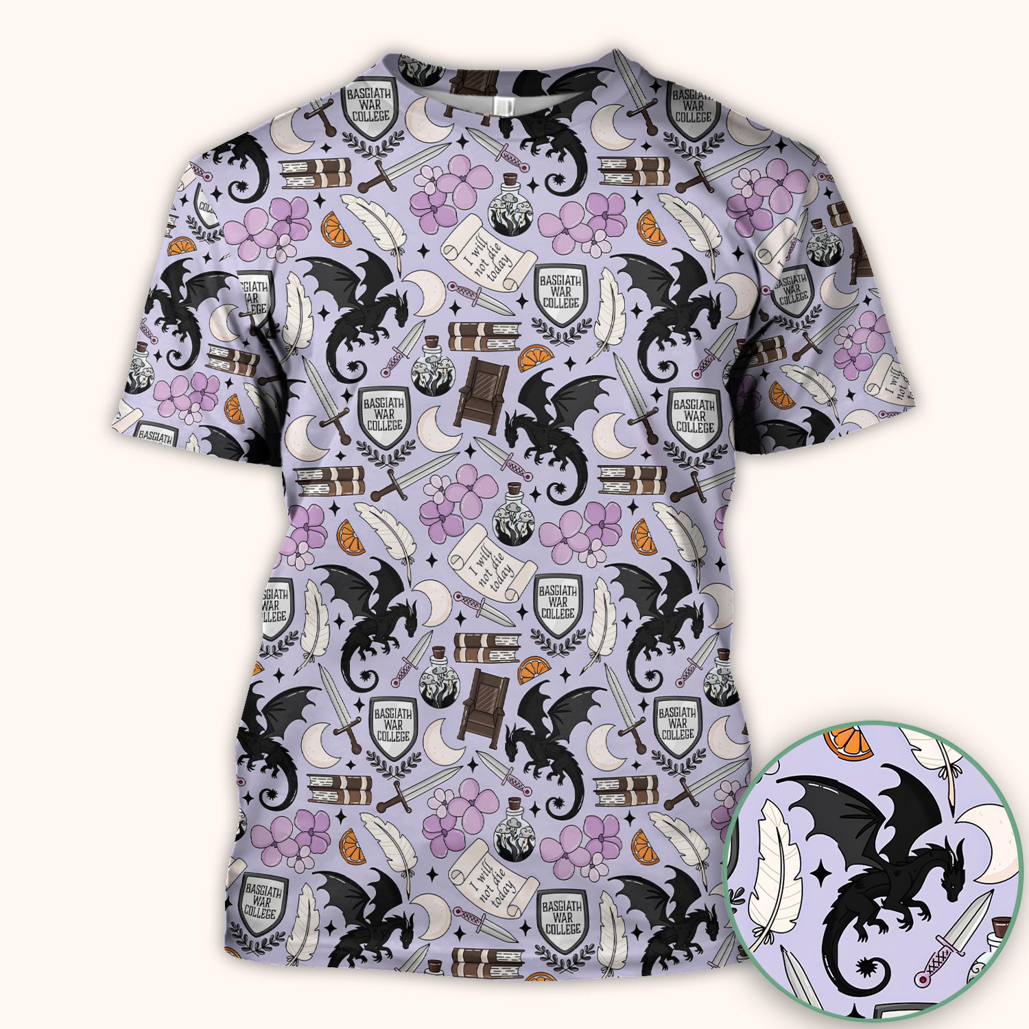 Spooky Gothic Fantasy Dragon Pattern Scrub Top, Comfortable Scrubs for Nurses