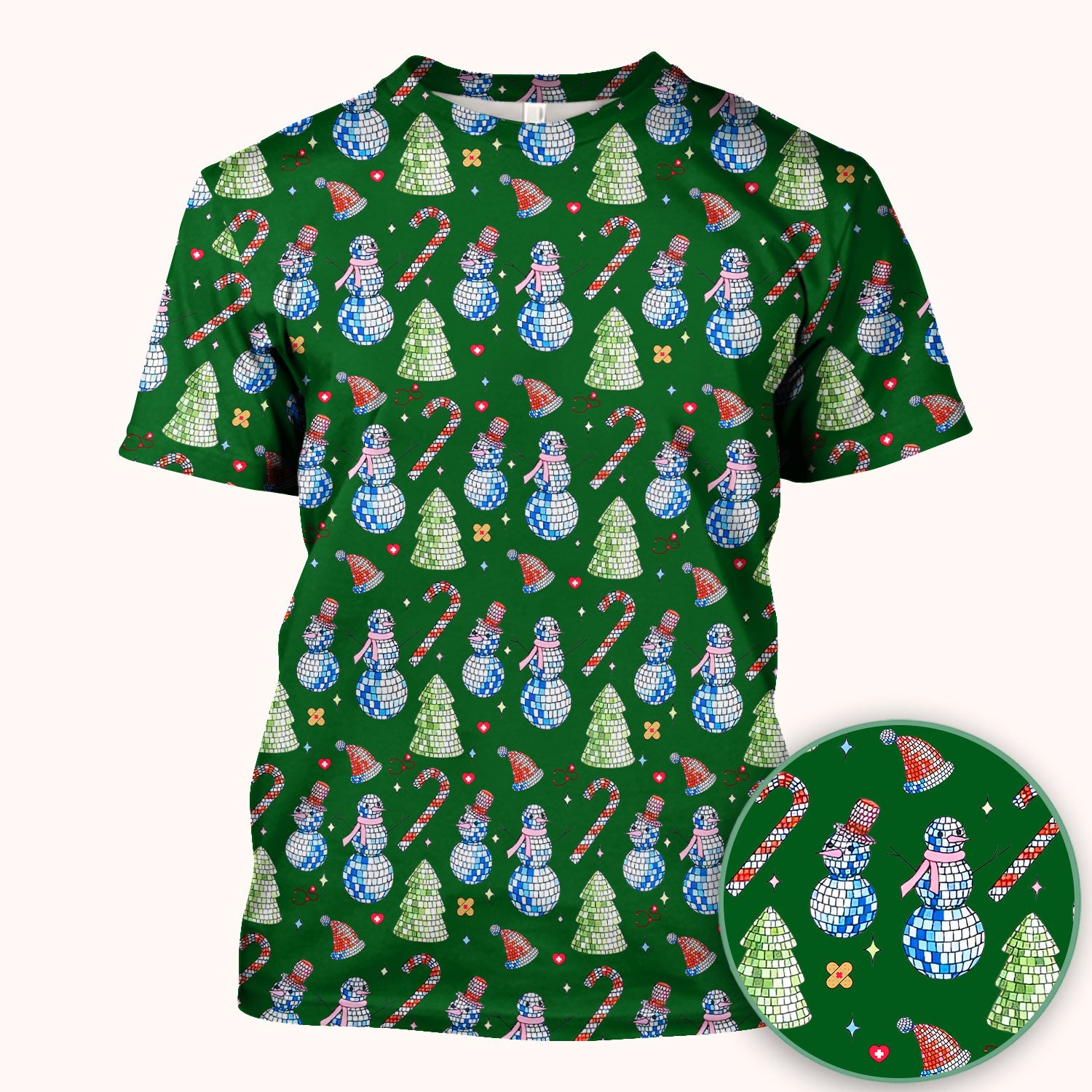 Funny Christmas Snowman Scrub Top for Women - Breathable Fabrics Med Uniform - Comfortable Scrubs for Nurses - Xmas Gift for Her