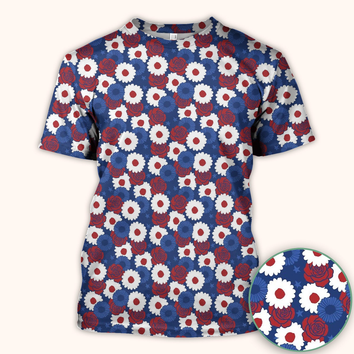 Daisy Rose Floral Pattern Scrub Top, Comfortable Scrubs for Nurses