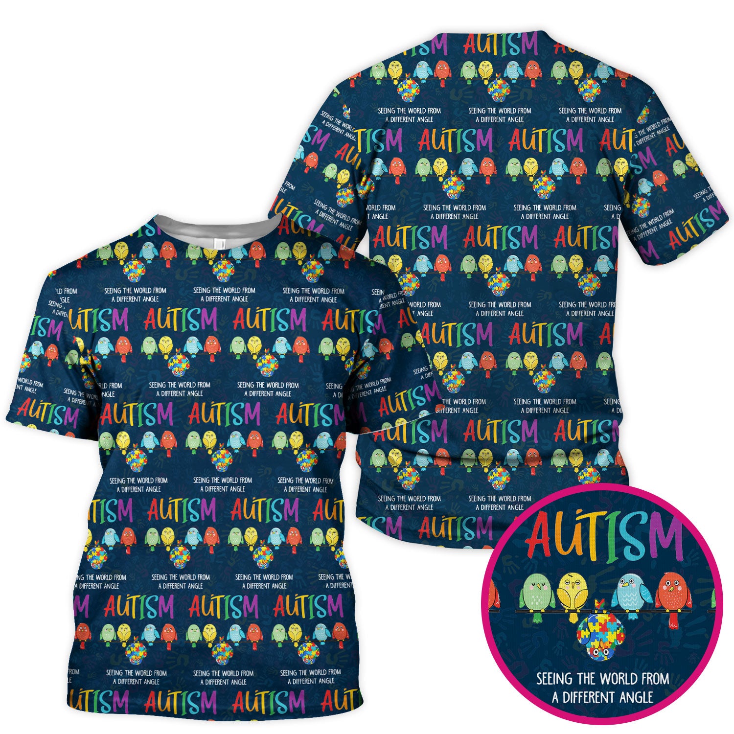 Autism Seeing The World From A Different Angle Birds Scrub Top ,Comfortable Scrubs for Nurses