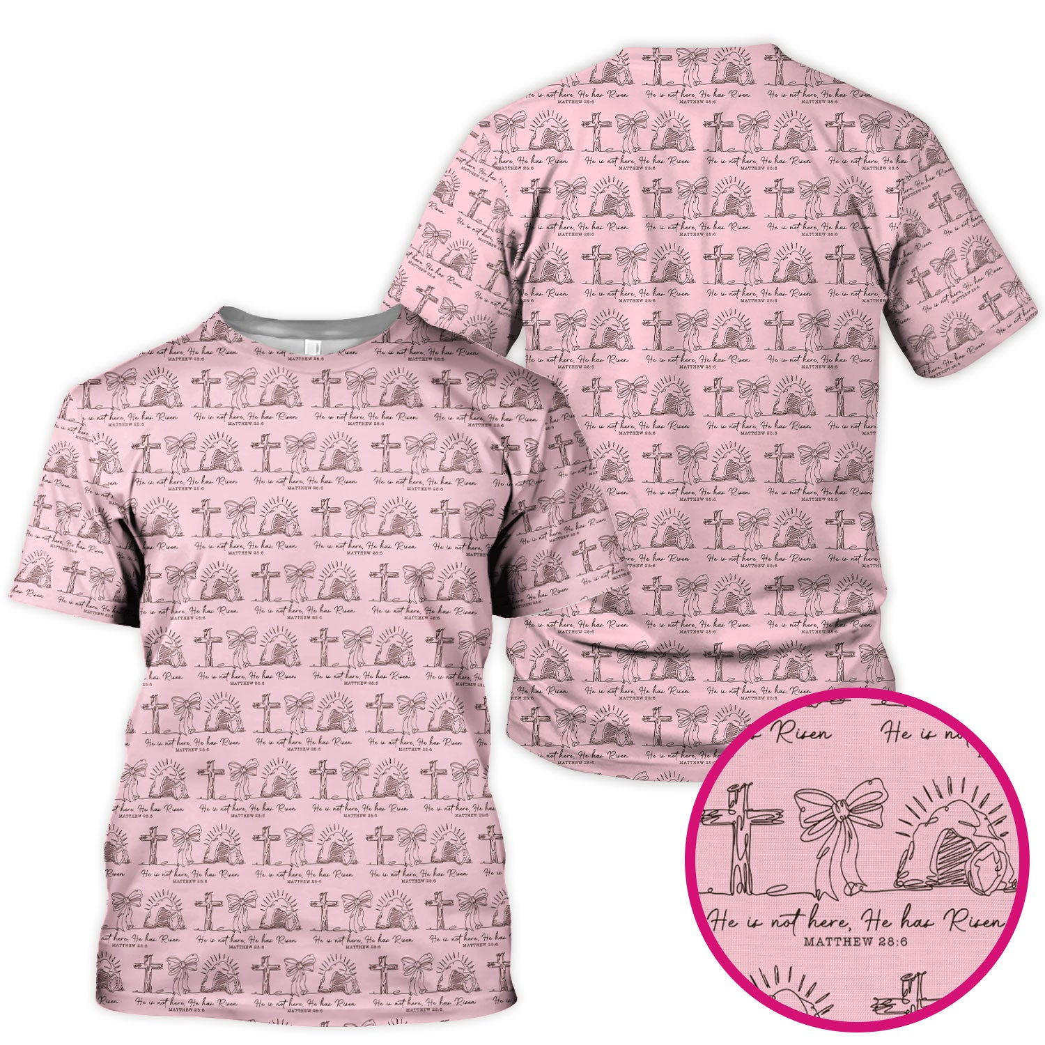 Christian Cross He Is Risen Pattern Scrubs Top, Comfortable Scrubs for Nurses