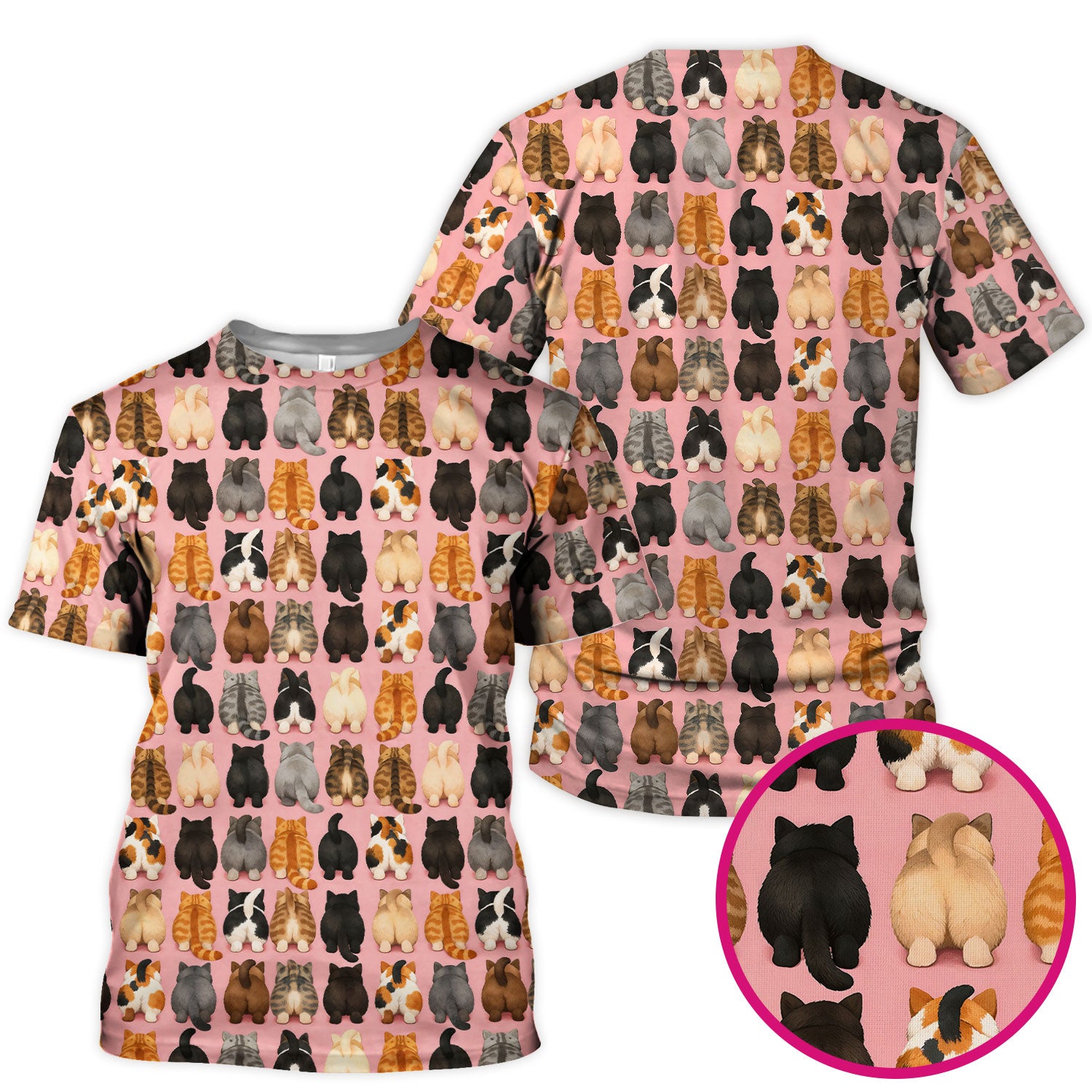 Cute Cats Back View Pattern Scrubs Top, Comfortable Scrubs for Nurses