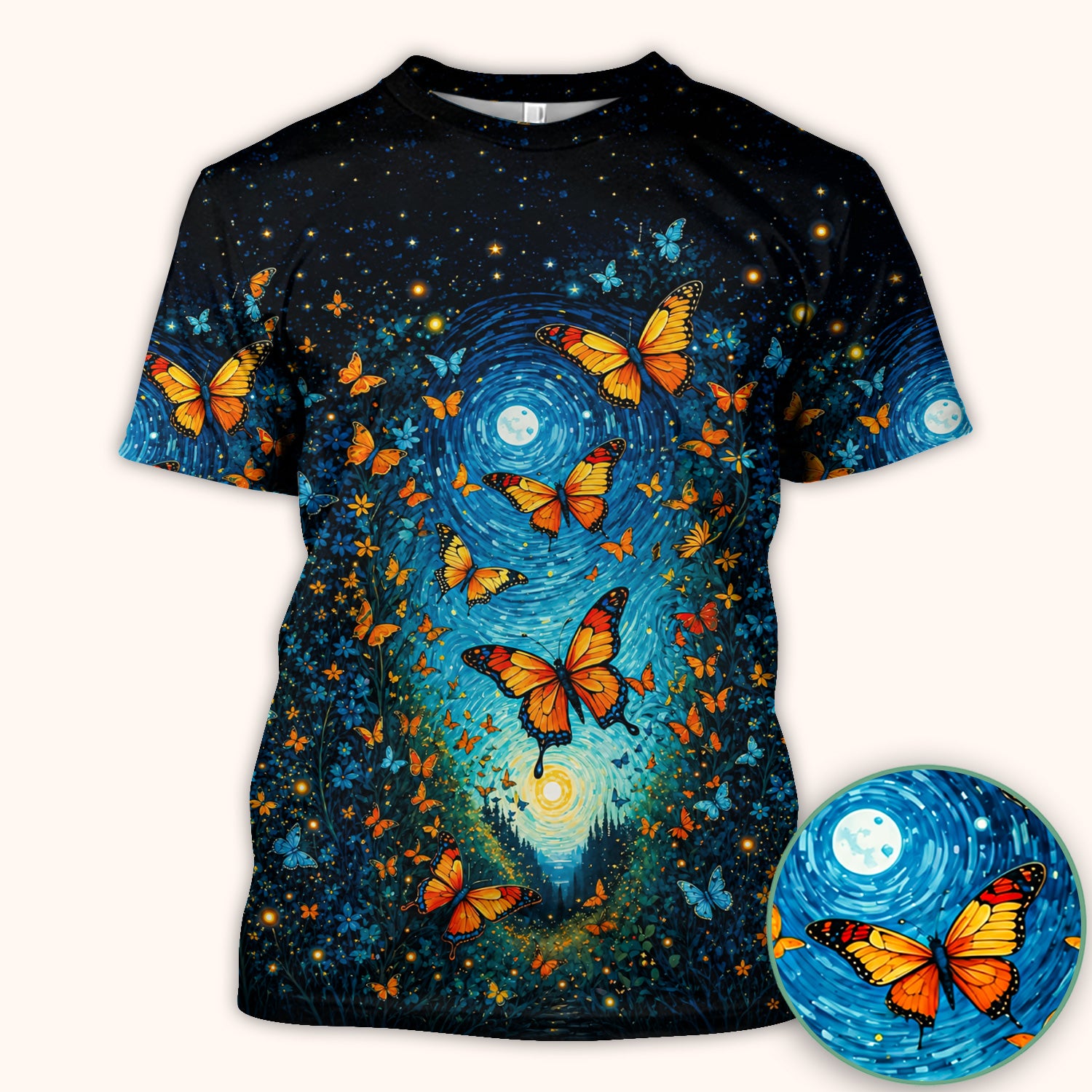 Moonlit Butterfly Nurse Scrub Top for RN, CNA, Pediatric Nurses, Floral Uniform