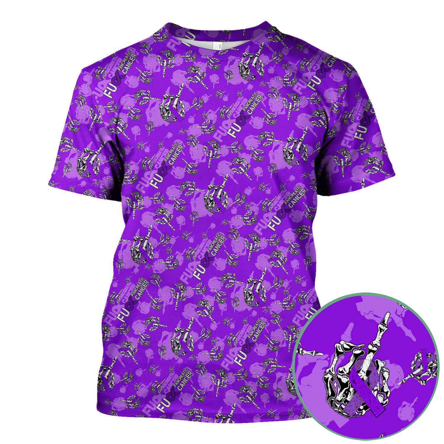 Pancreatic Cancer Awareness Scrub Top - Fuck Cancer Purple Ribbon Nurse Shirt - Strong Gift Idea for Survivors, Fighters & Supporters